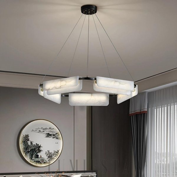 Lampa wisząca Delia alabastrowa 60/90cm czarno-biała
