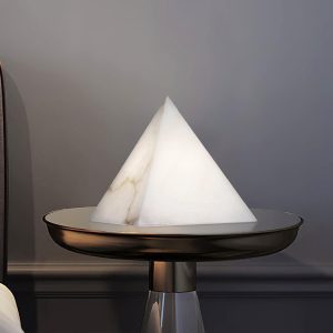 Chopes - Stołowa lampa piramida z alabastru 20 cm biała