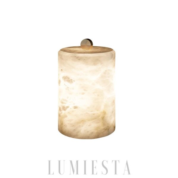 Pulse - Stołowa lampa cyl. alabaster, biała 12,5×20cm