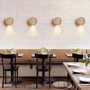 Aruba - Beżowa okrągła lampa ścienna travertyn 10 cm retro