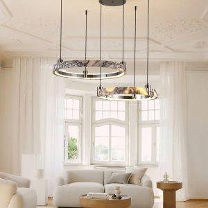 Żyrandol marmurowy okrągły biały czarny średnica 49 65cm