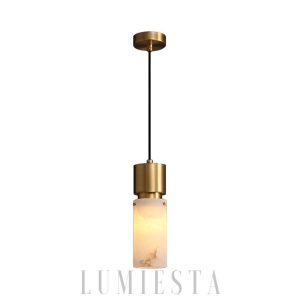 Arran - Cylindryczna lampa alabastrowa — czarna lub mosiądz