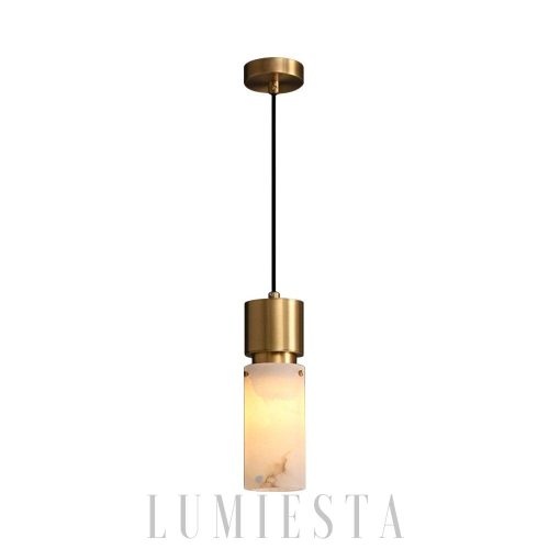 Arran - Cylindryczna lampa alabastrowa — czarna lub mosiądz