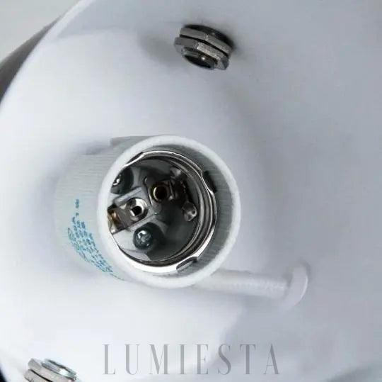 Stylowa lampa ścienna metalowy klosz, drewniany uchwyt