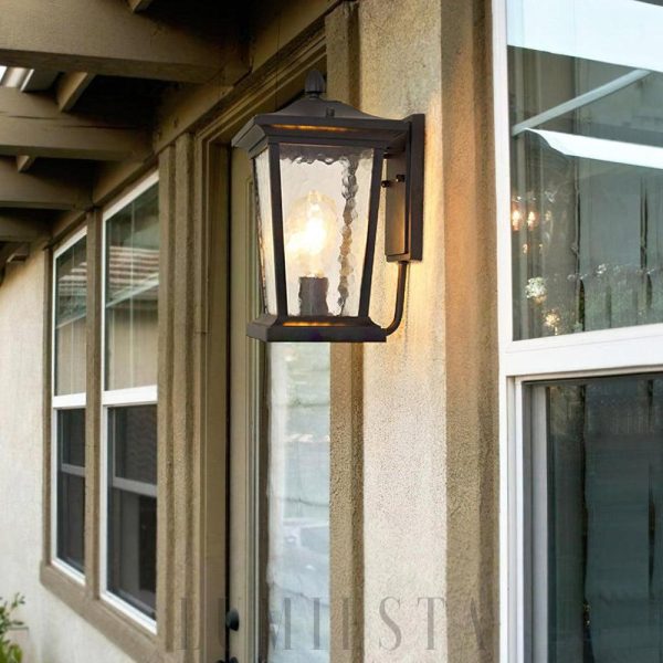 Zewnętrzna szklana lampa ścienna w kształcie klatki