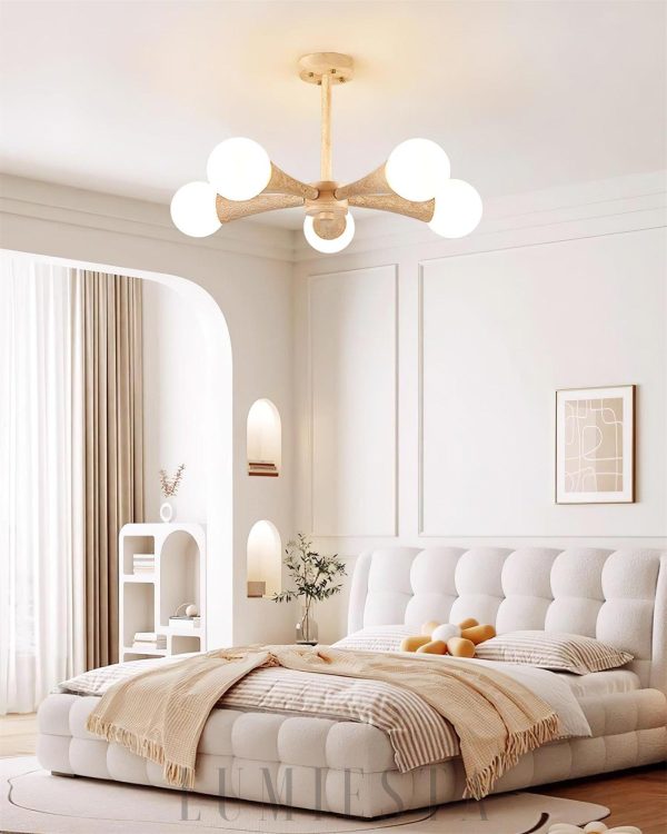 Żyrandol trawertynowy Hedra organiczny kształt 3 4 5 głów