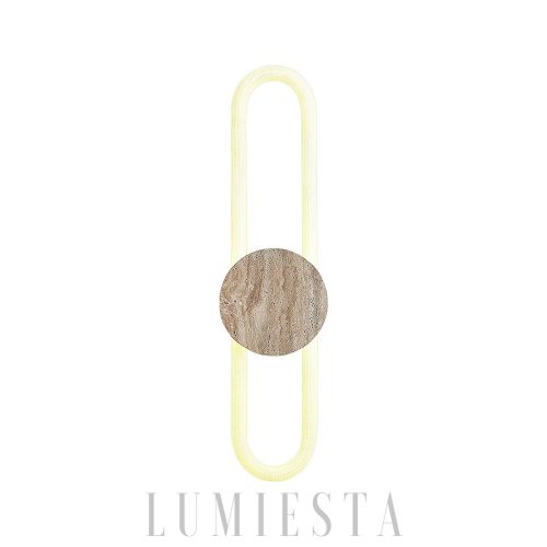 Długi pasek kinkiet trawertynowy LED okrągła baza beżowy