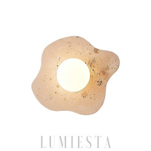 Trawertynowy kinkiet beżowy organiczny kształt 27cm